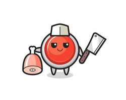 Illustration of emergency panic button character as a butcher vector