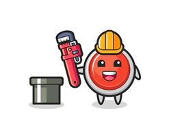Character Illustration of emergency panic button as a plumber vector