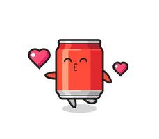 drink can character cartoon with kissing gesture vector