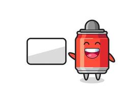 drink can cartoon illustration doing a presentation vector