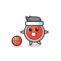 Illustration of emergency panic button cartoon is playing basketball vector