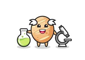 Mascot character of french bread as a scientist vector