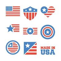 Set vector graphic of USA symbol. Vector in blue and red.