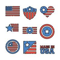 Set vector of USA symbol. Vector in blue and red flat line style.