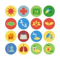 Icon set of corona virus prevention. Icon in colorful flat style. vector