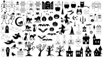 paquete de ilustraciones de vectores de silueta de halloween negro
