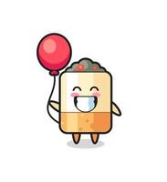 cigarette mascot illustration is playing balloon vector