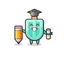 popsicles illustration cartoon is graduation with a giant pencil vector