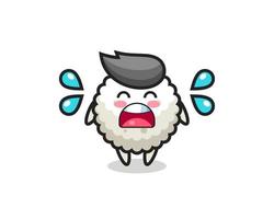 rice ball cartoon illustration with crying gesture vector