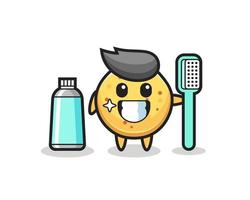 Ilustración de mascota de papas fritas con un cepillo de dientes vector