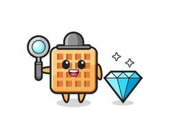 Illustration of waffle character with a diamond vector