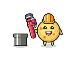 Character Illustration of round cheese as a plumber vector