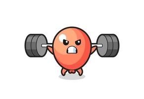 balloon mascot cartoon with a barbell vector