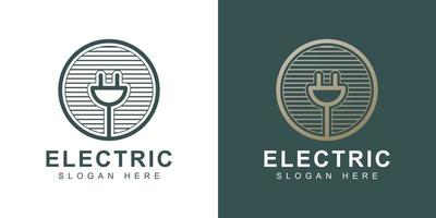 Logotipo eléctrico dorado con concepto de arte de línea creativa. vector