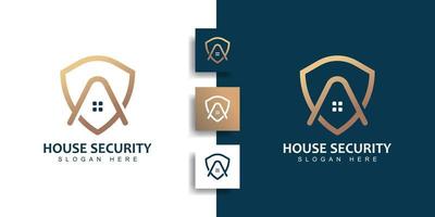 logotipo de seguridad de la casa con concepto de escudo vector