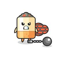 Character mascot of cigarette as a prisoner vector