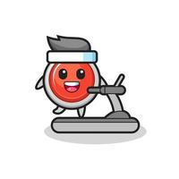 emergency panic button cartoon character walking on the treadmill vector