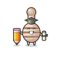 honey dipper illustration cartoon is graduation with a giant pencil vector