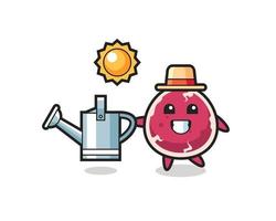 Cartoon character of beef holding watering can vector
