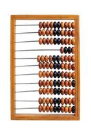 Old wooden abacus lay on a white background