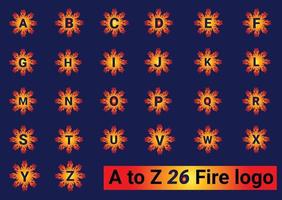 fuego de la a a la z letra logo e icono vector