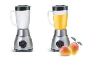 Kitchen blender with mango juice and empty