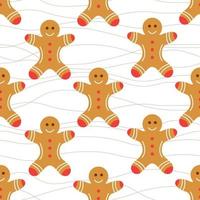 Gingerbread men decorated with glaze seamless pattern vector