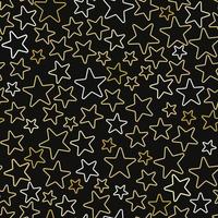 Gold and white stars on a black background seamless pattern vector