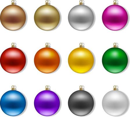 Set of isolated colorful christmas balls