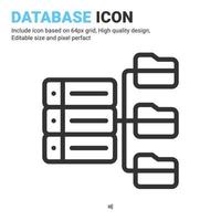 Database icon vector with outline style isolated on white background. Vector illustration folder, server sign symbol icon concept for digital IT, logo, industry, technology, apps, web and all project