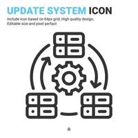 Update system icon vector with outline style isolated on white background. Vector illustration database, server sign symbol icon concept for digital IT, logo, industry, technology, web and all project