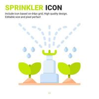 Sprinkler icon vector with flat color style isolated on white background. Vector illustration watering sign symbol icon concept for digital farming, logo, business, agriculture, apps, web and project