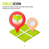 Field icon vector with flat color style isolated on white background. Vector illustration area sign symbol icon concept for digital farming, farm, technology, industry, agriculture and all project