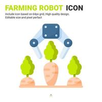 Farming robot icon vector with flat color style isolated on white background. Vector illustration robot arm sign symbol icon concept for digital farming, technology, industry, agriculture and apps