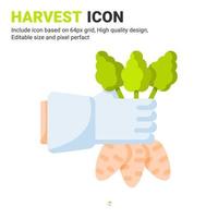 Harvest icon vector with flat color style isolated on white background. Vector illustration crop sign symbol icon concept for digital farming, technology, industry, agriculture, web and all project