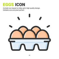Eggs icon vector with outline color style isolated on white background. Vector illustration egg box sign symbol icon concept for digital farming, ui, ux, business, agriculture, apps and all project