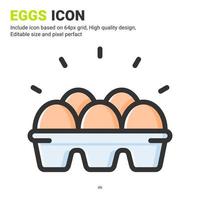 Eggs icon vector with outline color style isolated on white background. Vector illustration egg box sign symbol icon concept for digital farming, ui, ux, business, agriculture, apps and all project