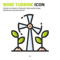 Wind turbine icon vector with outline color style isolated on white background. Vector illustration turbine sign symbol icon concept for digital farming, technology, industry, agriculture and project