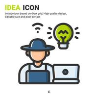 Idea icon vector with outline color style isolated on white background. Vector illustration innovasion sign symbol icon concept for digital farming, technology, logo, industry, agriculture and project