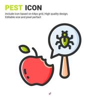 Pest and fruit icon vector with outline color style isolated on white background. Vector illustration bug sign symbol icon concept for digital farming, technology, industry, agriculture and project