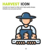 Harvest icon vector with outline color style isolated on white background. Vector illustration crop sign symbol icon concept for digital farming, technology, industry, agriculture, web and project