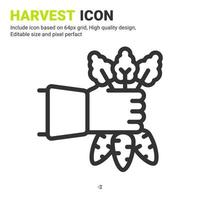 Harvest icon vector with outline style isolated on white background. Vector illustration crop sign symbol icon concept for digital farming, technology, industry, agriculture, apps, web and all project