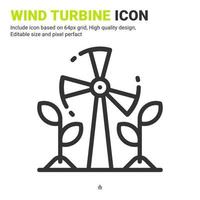 Wind turbine icon vector with outline style isolated on white background. Vector illustration turbine sign symbol icon concept for digital farming, technology, industry, agriculture and all project