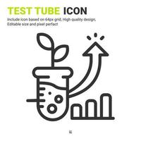 Test tube icon vector with outline style isolated on white background. Vector illustration laboratory sign symbol icon concept for digital farming, logo, business, agriculture, apps and all project
