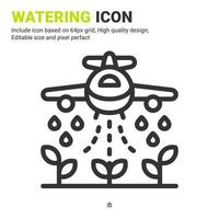 Watering icon vector with outline style isolated on white background. Vector illustration irrigation sign symbol icon concept for digital farming, technology, industry, agriculture and all project