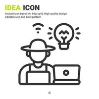 Idea icon vector with outline style isolated on white background. Vector illustration innovasion sign symbol icon concept for digital farming, technology, logo, industry, agriculture and all project