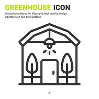 Greenhouse icon vector with outline style isolated on white background. Vector illustration conservatory sign symbol icon concept for digital farming, logo, industry, agriculture, apps and all project