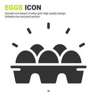 vector de icono de huevos con estilo de glifo aislado sobre fondo blanco. ilustración vectorial concepto de icono de símbolo de signo de caja de huevo para agricultura digital, ui, ux, logotipo, negocios, agricultura, aplicaciones y todos los proyectos