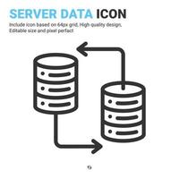 vector de icono de datos de servidor con estilo de contorno aislado sobre fondo blanco. ilustración vectorial símbolo de signo de base de datos concepto de icono digital, logotipo, industria, tecnología, aplicaciones, web y todos los proyectos