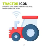 Tractor icon vector with flat color style isolated on white background. Vector illustration machine sign symbol icon concept for digital farming, ui, ux, business, agriculture, apps and all project